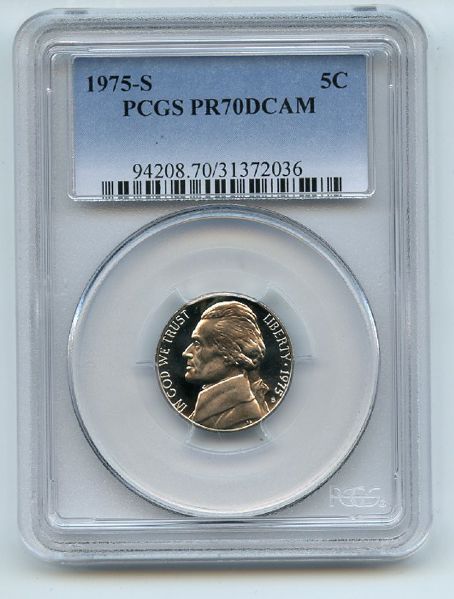1975 S 5C Jefferson Nickel Proof PCGS PR70DCAM