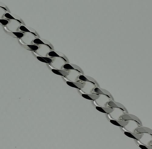.925 Sterling Silver 6 Sided Curb 8.3mm Chain 20 Italy