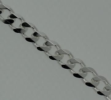 .925 Sterling Silver 6 Sided Curb 6.9mm Chain 24 Italy