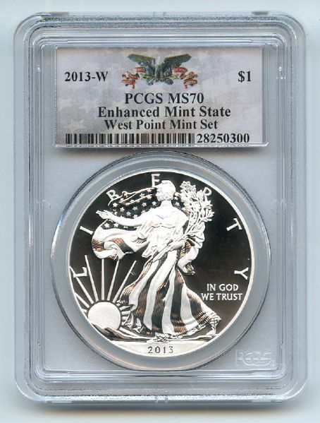 2013 W $1 West Point Siver Enhanced Eagle PCGS MS70