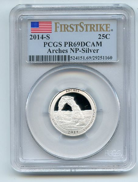 2014 S 25C Silver Arches Quarter PCGS PR69DCAM First Strike