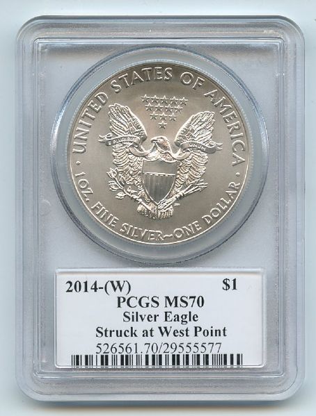 2014 (W) $1 American Silver Eagle 1 oz PCGS MS70 Moy Autograph