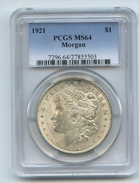 1921 $1 Morgan Silver Dollar PCGS MS64 (503)