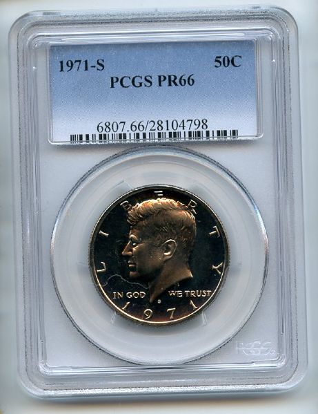 1971 S 50C Kennedy Half Dollar PCGS PR66