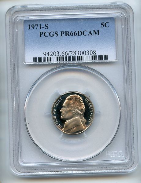 1971 S 5C Jefferson Nickel PCGS PR66DCAM