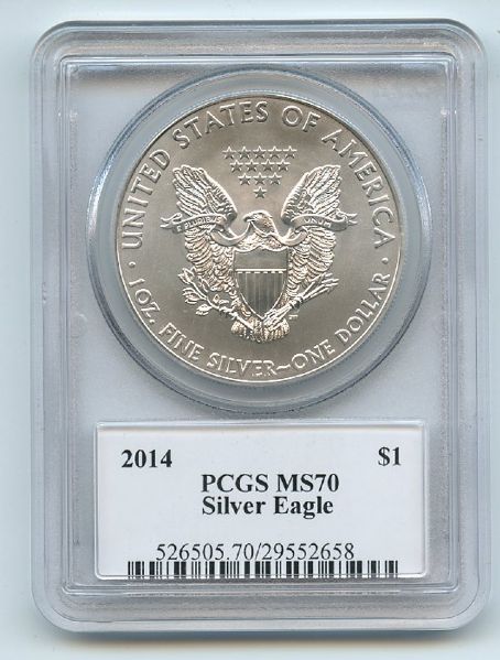 2014 $1 American Silver Eagle 1 oz PCGS MS70 Moy Autograph