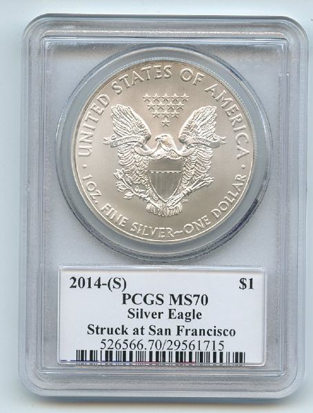 2014 (S) $1 American Silver Eagle 1 oz PCGS MS70 Moy Autograph