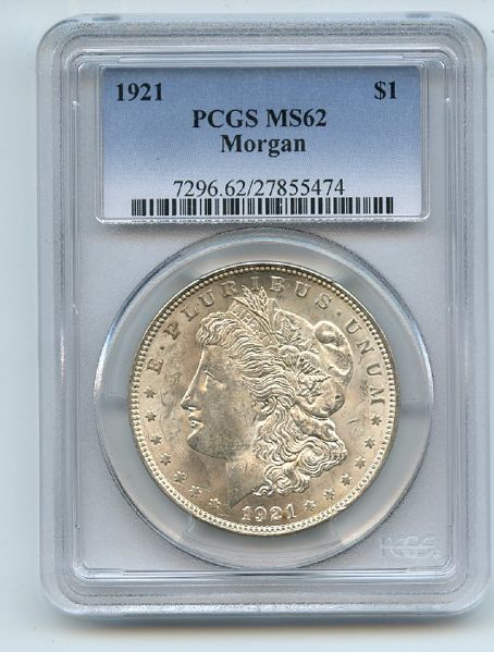 1921 $1 Morgan Silver Dollar PCGS MS62 (474)