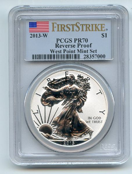 2013 W $1 West Point Silver Eagle Reverse Proof PCGS PR70 First Strike