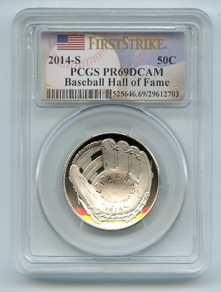 2014 S 50C Baseball Hall of Fame Commemorative PCGS PR69DCAM First Strike