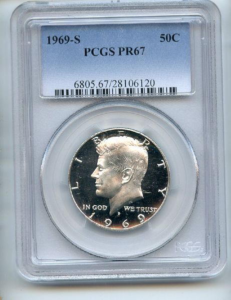 1969 S 50C Kennedy Half Dollar PCGS PR67