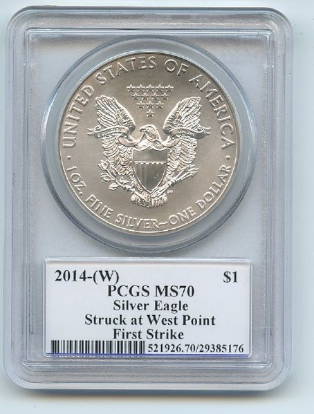 2014 (W) $1 American Silver Eagle 1oz PCGS MS70 First Strike Standish