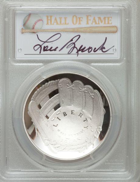 2014 P $1 Silver Commemorative Baseball Hall of Fame HOF Lou Brock PCGS PR70DCAM