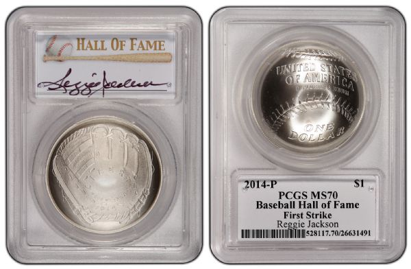 2014 P $1 Silver Baseball Hall of Fame HOF Reggie Jackson PCGS MS70 First Strike