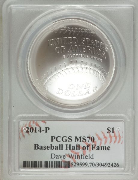 2014 P $1 Silver Commemorative Baseball Hall of Fame HOF Dave Winfield PCGS MS70
