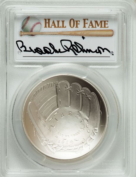 2014 P $1 Silver Baseball Hall of Fame HOF Brooks Robinson PCGS MS70