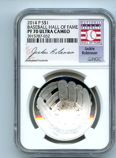 2014 P $1 Silver Baseball Hall of Fame HOF Jackie Robinson NGC PF70UC