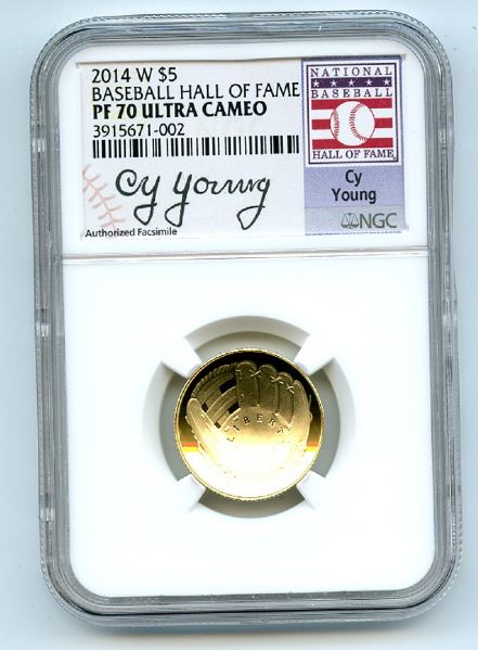 2014 W $5 Gold Commemorative Baseball Hall of Fame HOF Cy Young NGC PF70UC