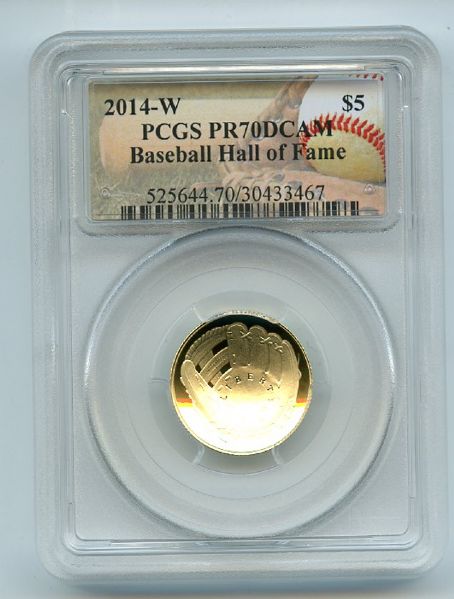 2014 W $5 Gold Commemorative Baseball Hall of Fame HOF PCGS PR70DCAM