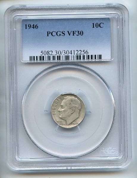 1946 10C Roosevelt Silver Dime PCGS VF30