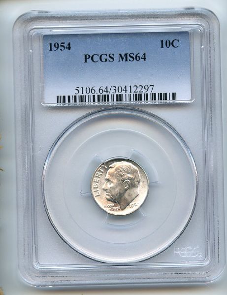 1954 10C Silver Roosevelt Dime PCGS MS64