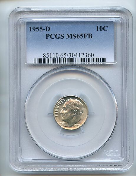 1955 D 10C Roosevelt Silver Dime PCGS MS65FB