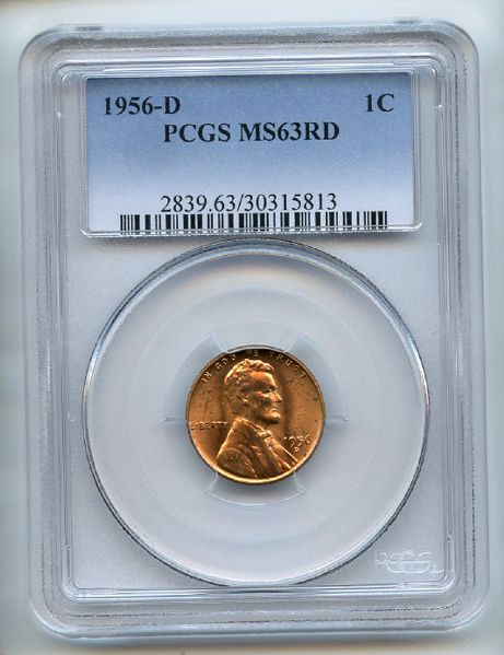 1956 D 1C Lincoln Cent PCGS MS63RD