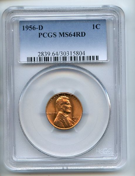 1956 D 1C Lincoln Cent PCGS MS64RD