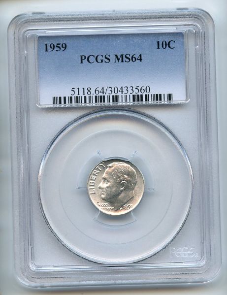 1959 10C Roosevelt Silver Dime PCGS MS64