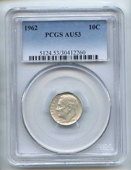 1962 10C Roosevelt Silver Dime PCGS AU53