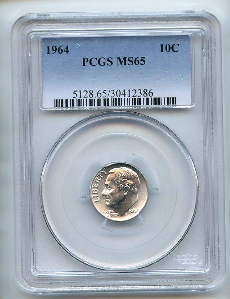 1964 10C Roosevelt Silver Dime PCGS MS65