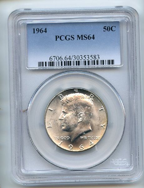 1964 50C Silver Kennedy Half Dollar PCGS MS64
