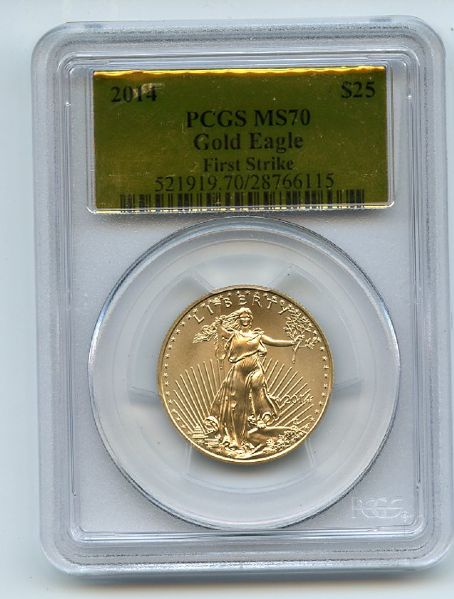 2014 $25 American Gold Eagle 1/2 oz PCGS MS70 First Strike