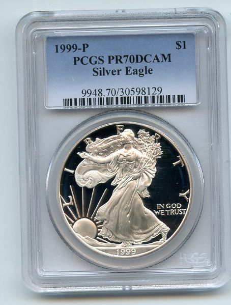 1999 P $1 Proof American Silver Eagle 1oz PCGS PR70DCAM