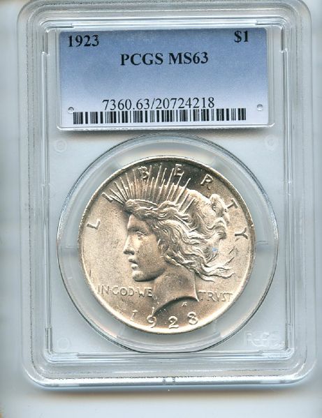 Lot Detail - 1923 $1 Silver Peace Dollar PCGS MS63