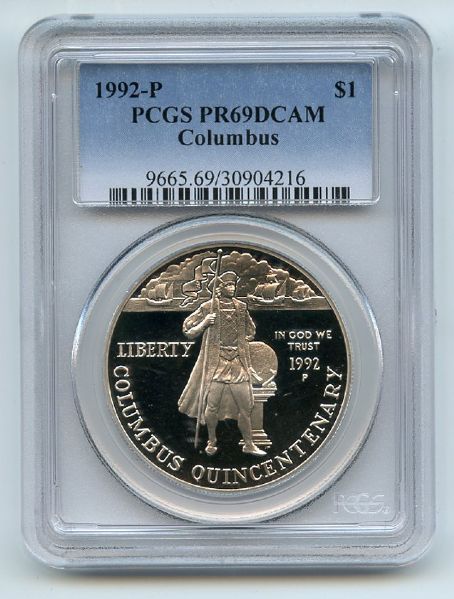 1992 P $1 Columbus Silver Commemorative Dollar PCGS PR69DCAM