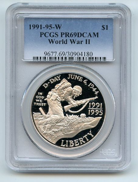 1993 W $1 World War II WWII Silver Commemorative Dollar PCGS PR69DCAM