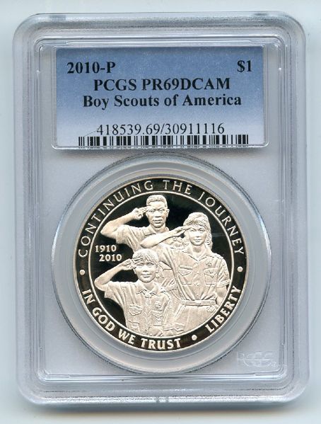 2010 P $1 Boy Scouts BSA Silver Commemorative Dollar PCGS PR69DCAM