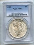 1923 $1 Silver Peace Dollar PCGS MS63