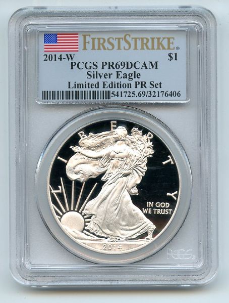 2014 W $1 American Silver Eagle Dollar Limited Edition PCGS PR69DCAM First Strike