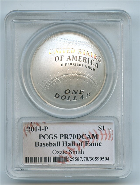 2014 P $1 Silver Baseball HOF Commemorative Ozzie Smith PCGS PR70DCAM