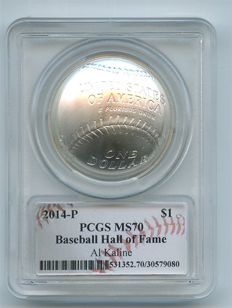 2014 P $1 Silver Baseball HOF Commemorative Al Kaline PCGS MS70