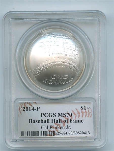 2014 P $1 Silver Baseball HOF Commemorative Cal Ripken PCGS MS70
