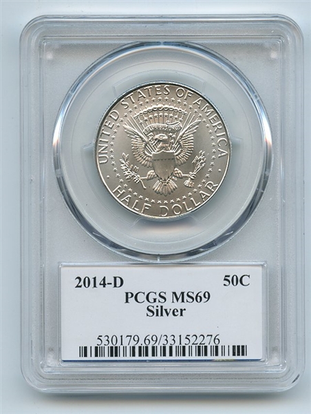 2014 D 50C Silver 50th Anniversary Kennedy Half Dollar PCGS MS69