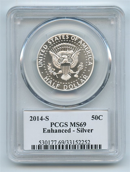 2014 S 50C Enhanced Silver 50th Anniversary Kennedy Half Dollar PCGS MS69