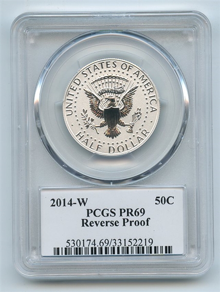 2014 W 50C Silver Reverse Proof 50th Anniversary Kennedy Half Dollar PCGS PR69
