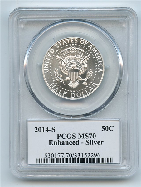 2014 S 50C Enhanced Silver 50th Anniversary Kennedy Half Dollar PCGS MS70