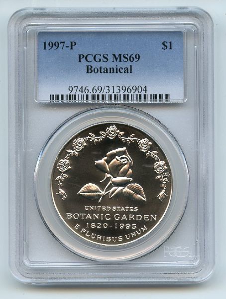 1997 P $1 Botanic Garden Silver Commemorative Dollar PCGS MS69
