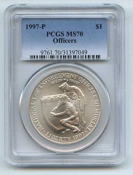 1997 P $1 Law Enforcement Silver Commemorative Dollar PCGS MS70