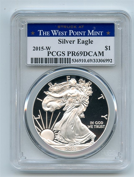 2015 W $1 American Proof Silver Eagle Dollar PCGS PR69DCAM West Point